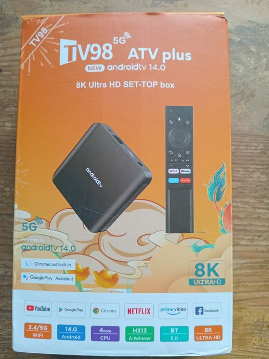 Android TV Box TV98 ATV Plus – Android 14, 8K, WiFi 5G, Bluetooth