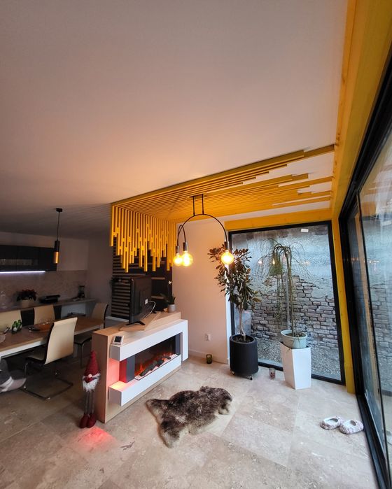 Riflaje lemn stratificat, banda led încorporată,privacy wall Calafat ...