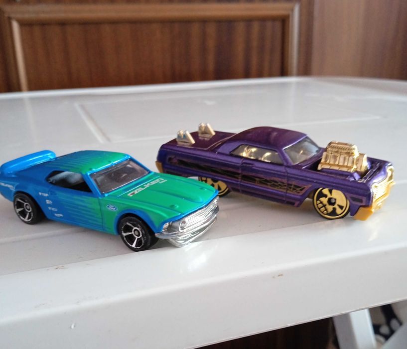 2 за 1 1969 FORD MUSTANG Boss 302+1964 CHEVY IMPALA HOTWHEELS toy cars