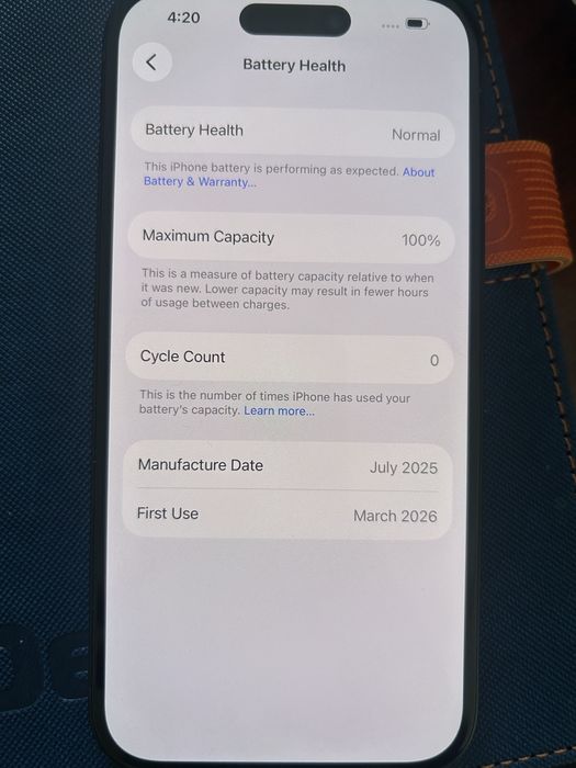 Iphone 15 128 gb, sanatate baterie 100% cu 0 cicluri de incarcare,impecabil,
