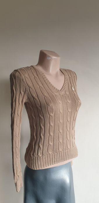 POLO Ralph Lauren Cable Pima Cotton  V - Neck XS НОВО ОРИГИНАЛ Пуловер