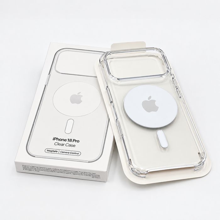  Apple Clear Case с MagSafe - изчистен прозрачен пластмасов калъф с MagSafe магнити, лого и AI button за iPhone 17 | 18 Pro и Pro Max