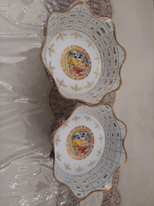 Антикварь ваза для фруктов очень нежный большой