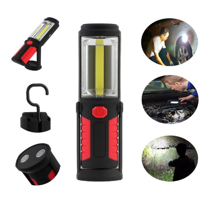 Презареждаща се работна лампа с мощна ЛЕД светлина, кука и магнити