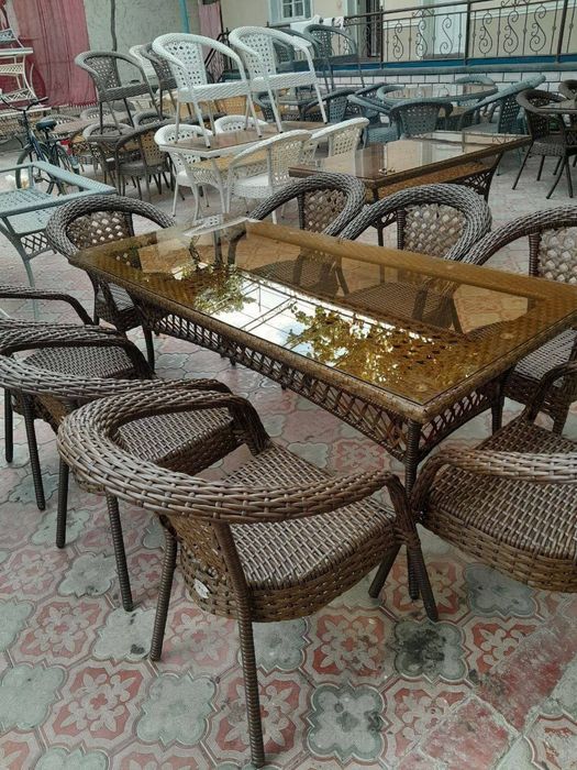 Плетеная мебель ротанг / Pletyoniy mebel stol stul dacha va kafe uchun