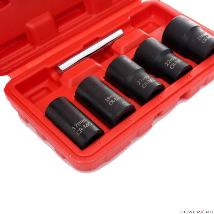 Trusa chei tubulare de impact 1/2", 27, 22, 21, 19, 17mm, 6 piese,