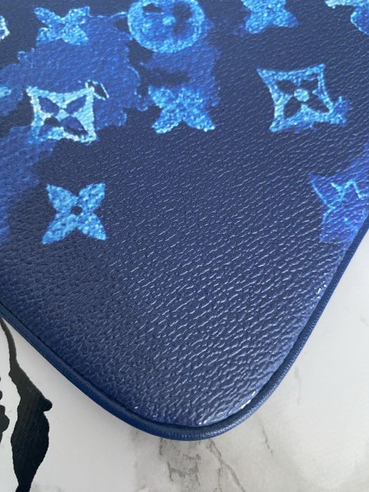 Louis Vuitton Zippy Wallet + breloc Monogram Watercolor Blue set