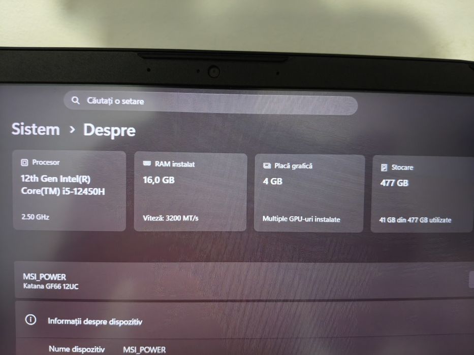 Laptop MSI, RTX 3050 4GB , i5-13450h + Cooler