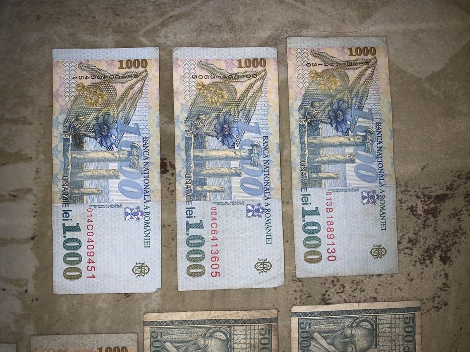 Bancnote românești vechi 1998 Brâncuși 500 lei Eminescu 1000 lei