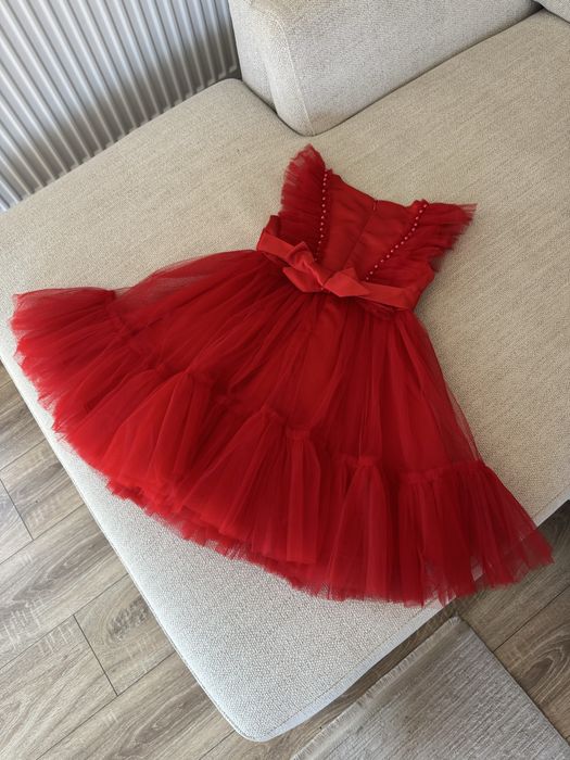 Rochita rosie fetite cu tulle bogat