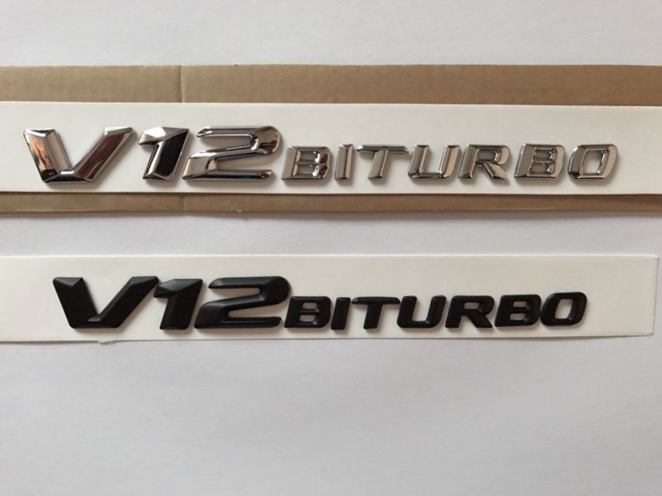 Emblema Mercedes V12 Biturbo Originala ABS crom/negru