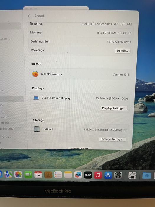 КАТО НОВ 13” MacBook Pro A1708(2017) Silver-i5/8GB RAM/256GB SSD — миниатюра 8