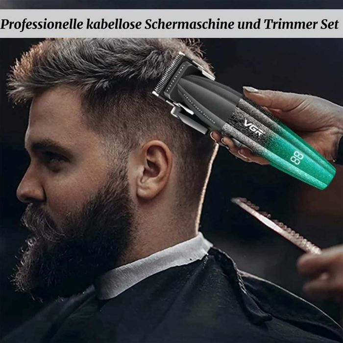 Комплект VGR 3 в 1 V-640 S3 GREEN- машинка ,тример, самобръсначка