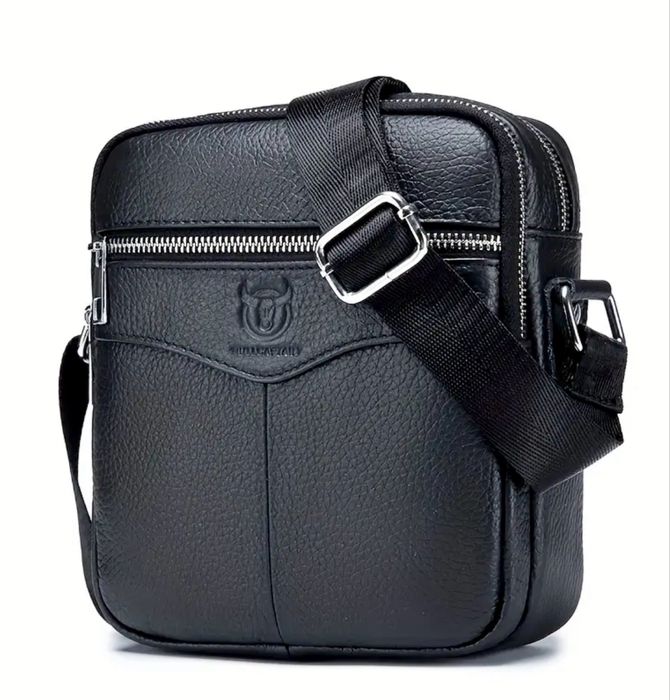 Мъжка стилна,бутикова кожена чанта /Черна естествена кожа -9% Промоция