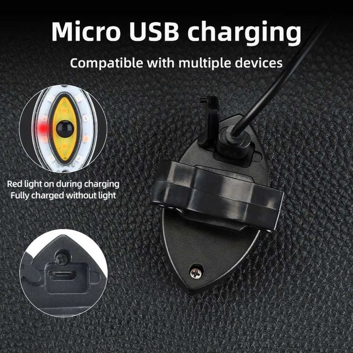 Задна LED стоп светлина за велосипед QIXUN EYE, USB, 30Lum, 7 режима