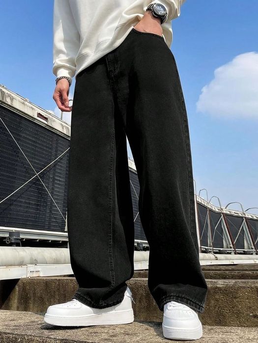 Erkaklar qora oversize shimi