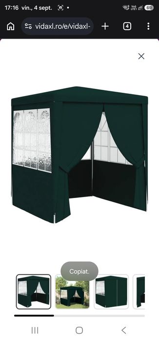 Cort de petrecere profesional cu pereți verde 2 x 2 m, 90 g/m²