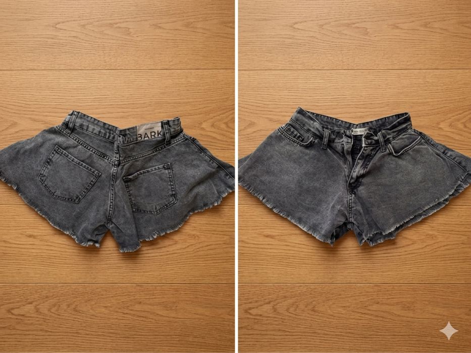 Къси дънкови панталонки BARK – разкроен модел с ресни