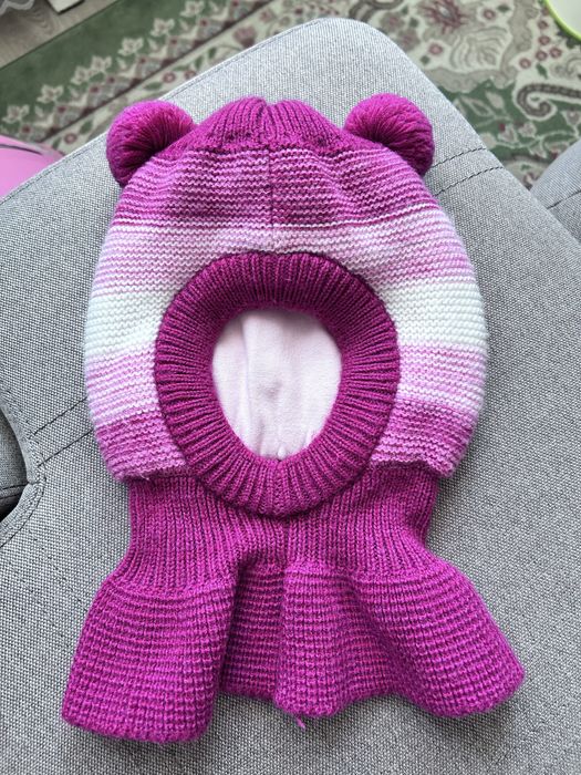 Шапка-шлем для девочки зима