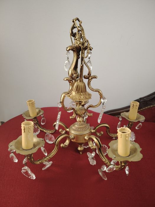 Superb candelabru antic in stilul francez Louis cu 5 brațe din bronz m