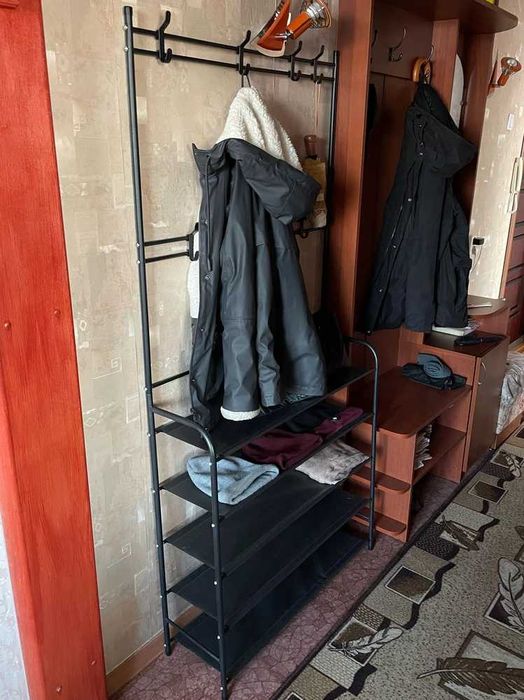 Обувница в прихожую с вешалкой, Напольная вешалка с обувницей