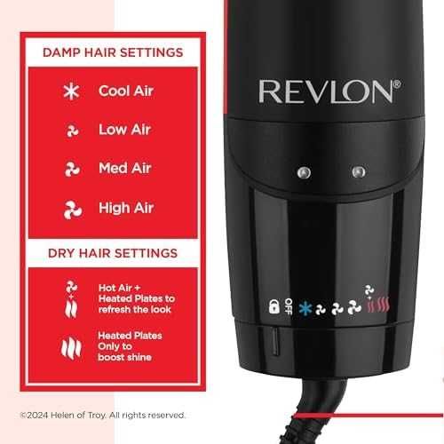 Нов Revlon 2 в 1 Сешоар и Изправител за По-Малко Увреждане коса жени
