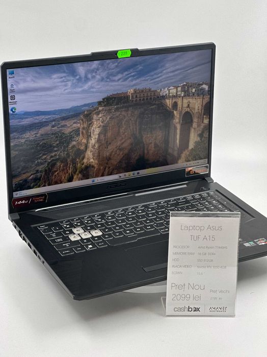 Laptop Asus Tuf A15 AMD RYZEN 77445HS 16GB RAM SSD 512GB RTX 3050 4GB Garantie 24 Luni CashBox
