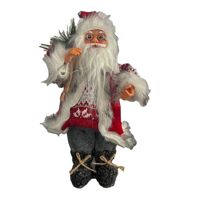 Figurina Decorativa Mos Craciun cu Sac Cadou 31cm