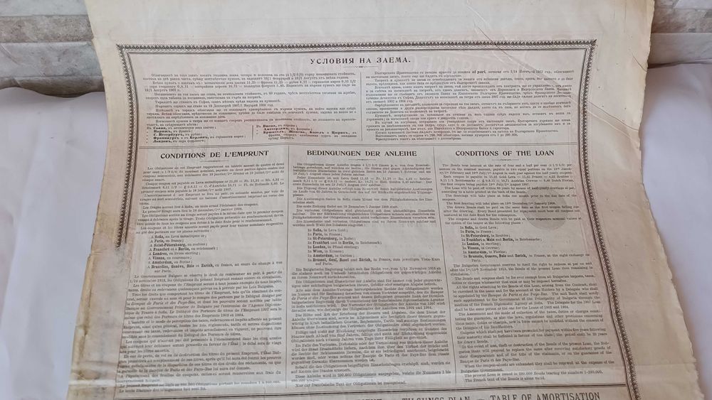 Облигация - Държавень заемь - Княжество България - 48/34см