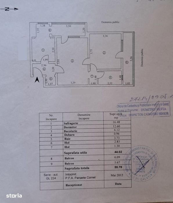 2 camere Tiglina2, etaj 3, 2 balcoane, centrala termica