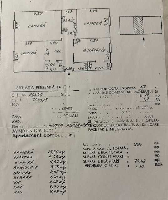 Apartament 3 camere decomandat 71 mp, 2 bai, balcon, parter, Strand
