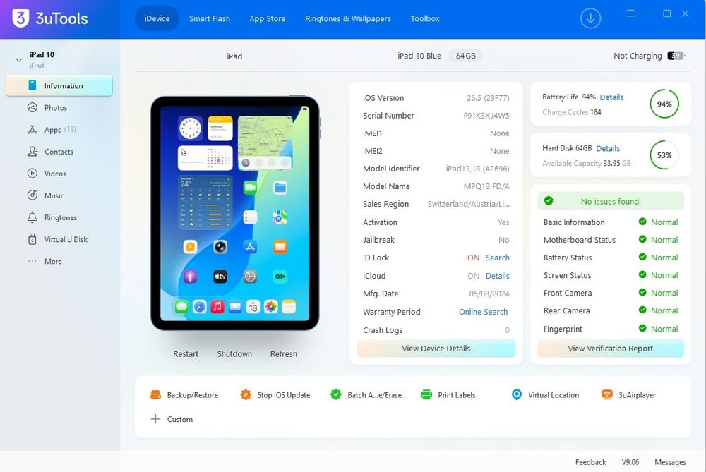 iPad 10 (Generația a 10-a) 64GB Blue + Apple Pencil USB-C + Tastatură Originală Apple