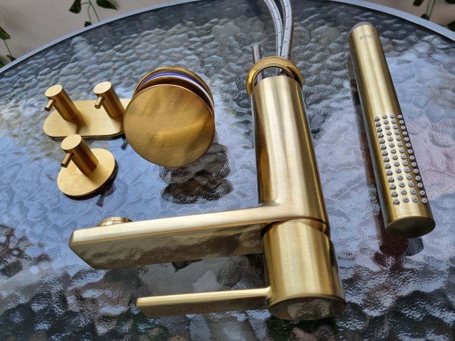 Baterie/lavoar Roca gold brush/aur mat accesorii baie cuier para-dus