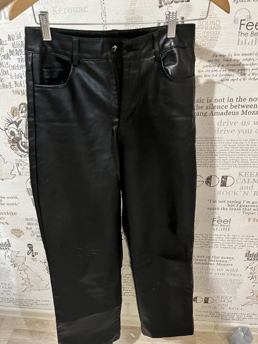 Кожанные утепленные джинсы