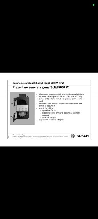 Vând centrală pe lemne Bosch stare de funcționare perfectă uzată doar doi ani!