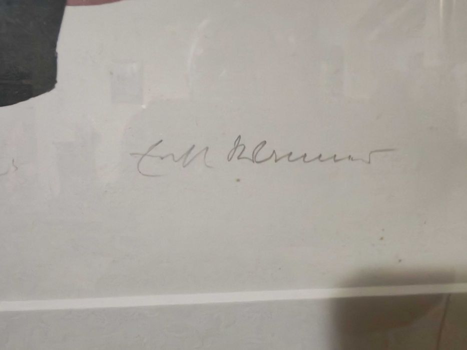 Tablou Original Xilogravură „Helfende Hände” – Erich Mansen, Semnat