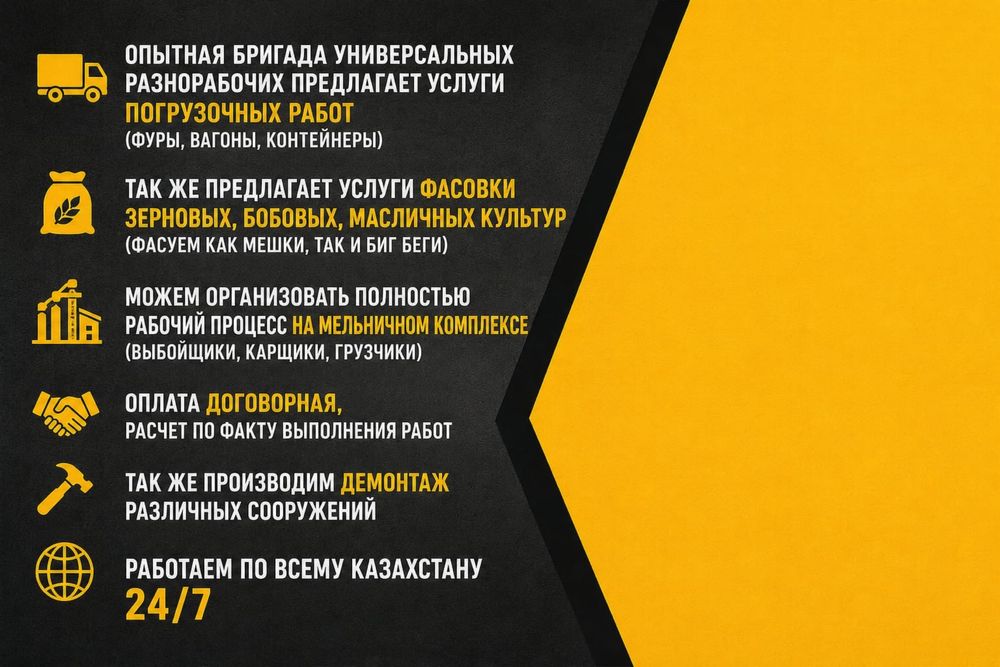 Услуги грузчиков-разнорабочих!!!
