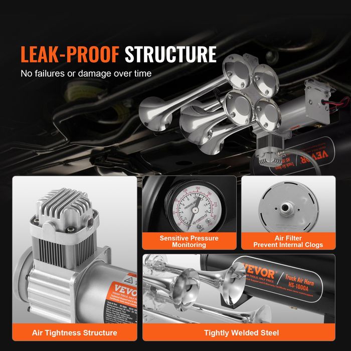 Kit Claxon Tren 4 Trompete 150dB 12V Compresor 10L