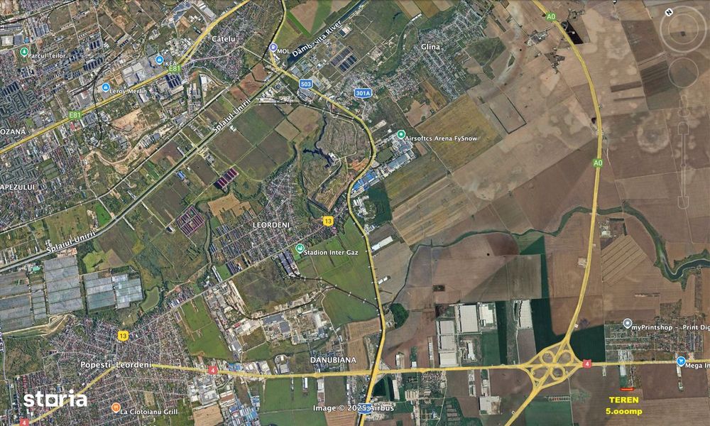 2.5oomp teren Popesti Leordeni, A0/DN4, utilitati, DESCHIDERE TRIPLA