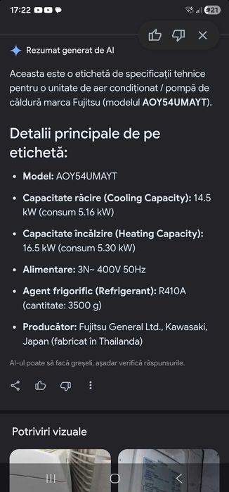 Vand aer conditionat industrial fujitsu AOY54UMAYT