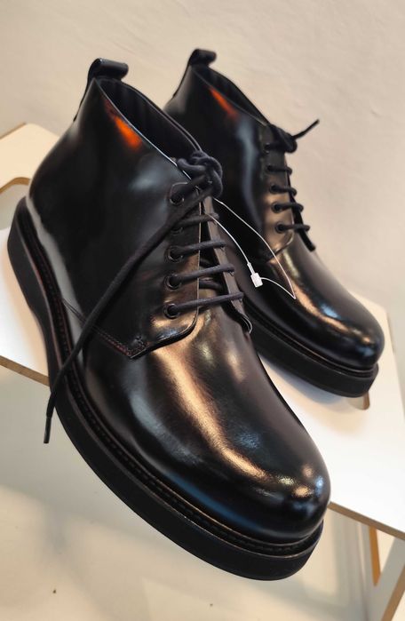 Ghete lace up 45 premium Massimo Dutti NOI piele naturala lucioasa