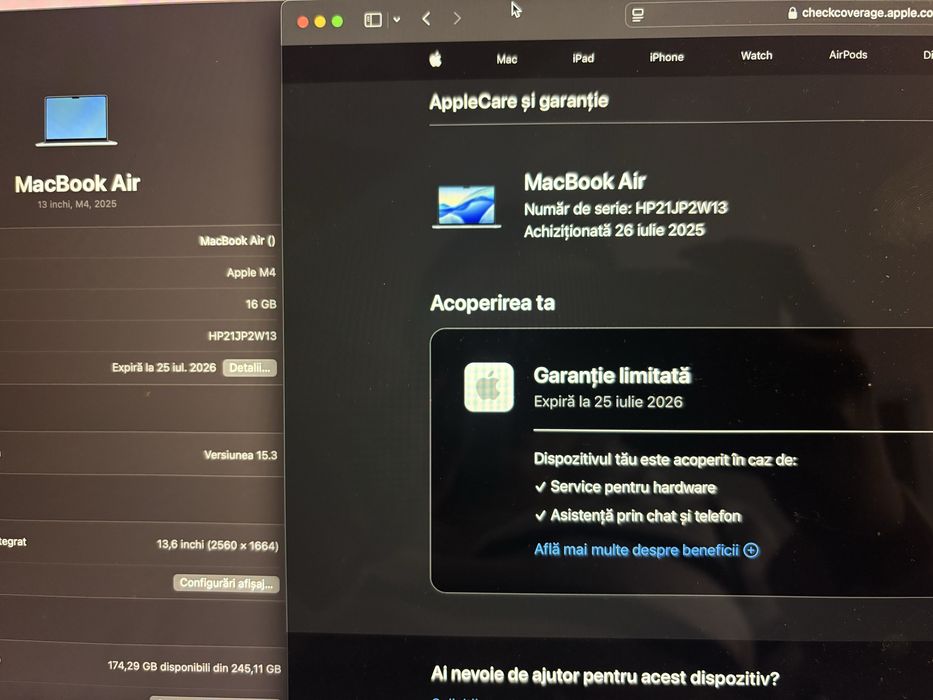 Macbook  Air Cip M4 2025 de 13 inchi