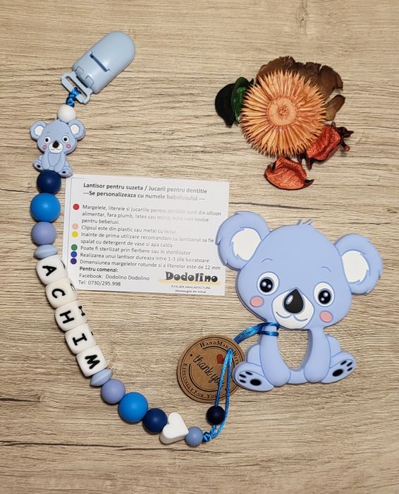 Lant Suzeta personalizat, Jucarii dentitie,Coliere babywearing