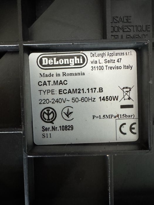 Espressor automat De’Longhi Magnifica S ECAM21.117.B