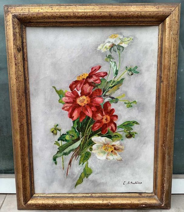 Tablou vechi - buchet de vara -  semnat C. Artachino