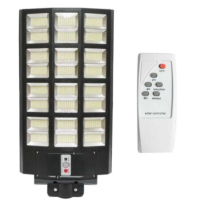 Lampa solara LED iluminat stradal 1200W, 6500K, IP65 cu panou solar senzor de miscare telecomanda