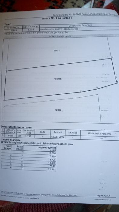 Vând 1750 mp teren arabil