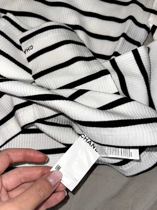 chanel блуза дълъг ръкав бяла черна топ есенна зимна шанел блузка райе