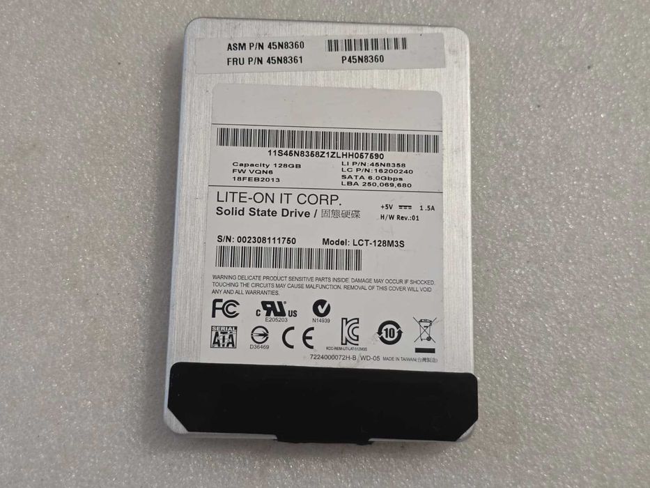 Solid-State Drive (SSD) Liteon 128GB SATA II 2.5" model: LCT-128M3S