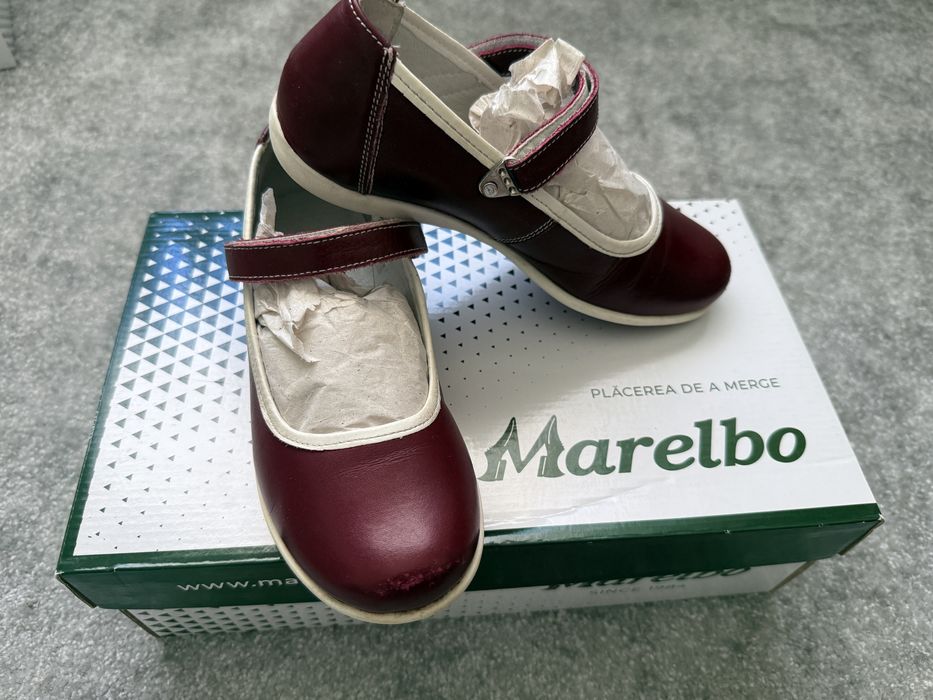 Pantofi scoala piele marime 32 bordo